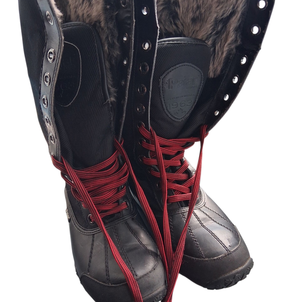 Pajar Black Winter Boots with Burgundy Laces size 6.5